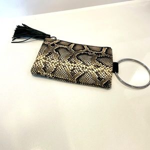 Thacker Snake Skin Print Leather Wristlet